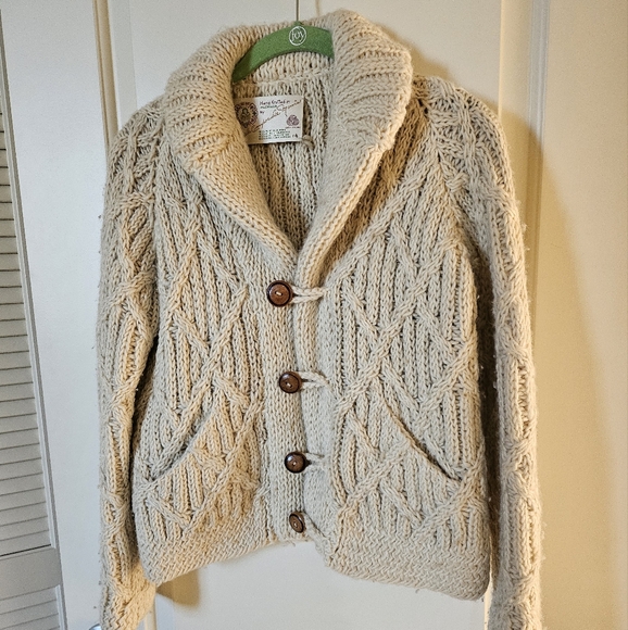 Handmade Beige Knit Cardigan - Picture 1 of 3